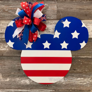 Disney Inspired Patriotic Hanging Front Door Mickey