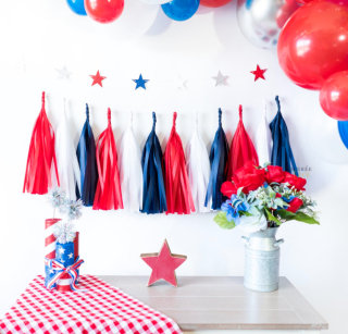 Red, White & Blue Paper Tassel Garland
