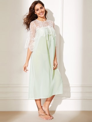 Shein Knot Detail Sheer Lace Nightdress