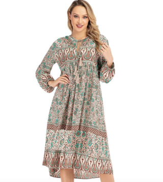 R.YIposha Long Sleeve Midi Dress