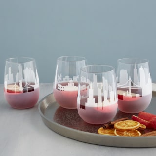 Etched Skyline Wine Glass | City Map Glassware