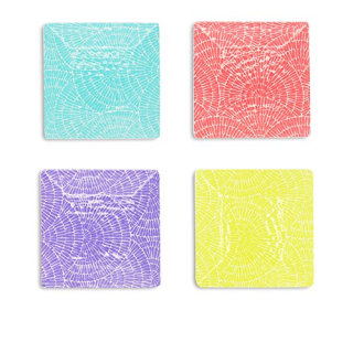 ZBGOROW Melamine Appetizer Plates For Dessert, Snack, Salad and Finger Food | 6 Inch, Square, Eco-friendly, Flared Edges | Set of 4 in 4 Assorted Colors