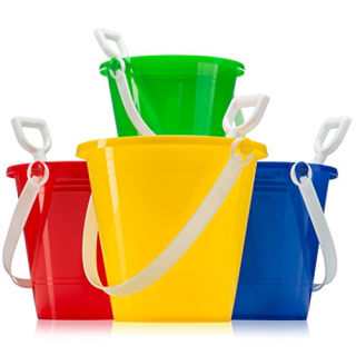 Top Race 5" Inch Beach Pails Sand Buckets and Sand Shovels Set for Kids | Beach and Sand Toys at The Beach | Use for Sand Molds at The Sandbox (Pack of 6 Sets)