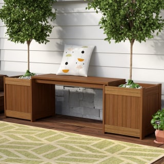 Langley Street Outdoor Wooden Planter Bench