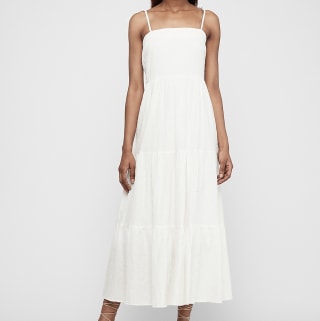 Express Textured Tiered Tie Shoulder Maxi Dress