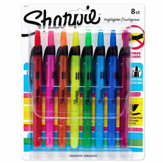 Sharpie 28101 Accent Retractable Highlighters, Chisel Tip, Assorted Colors, 8-Count