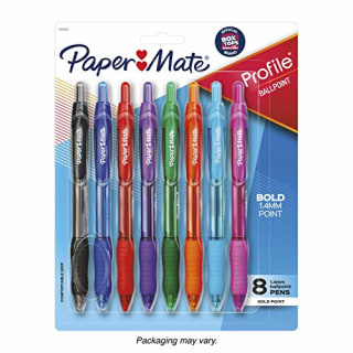 Paper Mate 1960662 Profile Retractable Ballpoint Pens, Assorted Colors, 8-Count