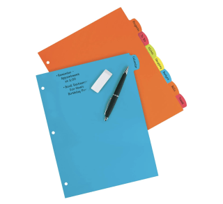 Big Tab Write and Erase Durable Plastic Dividers