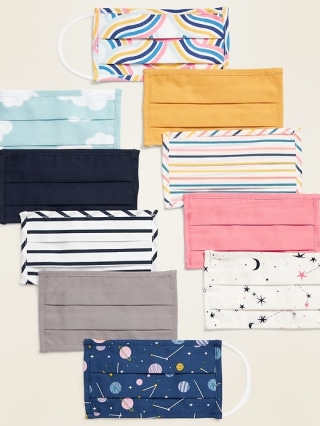 Variety 10-Pack of Triple-Layer Cloth Face Masks for Kids