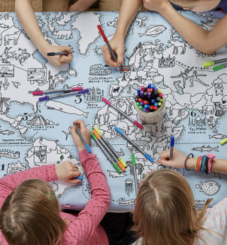 World Map Coloring Tablecloth
