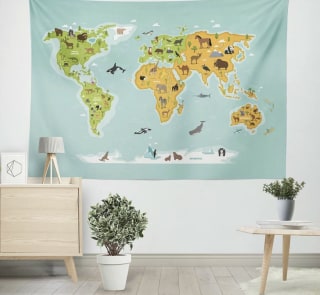 Zoomie Kids Multi-Functional Children Map Tapestry