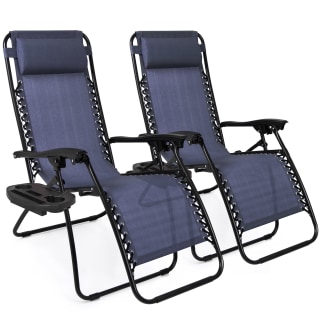 Best Choice Products Set of 2 Adjustable Zero Gravity Lounge Chair Recliners for Patio, Pool w/ Cup Holders - Blue