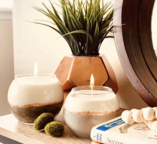 PerpetualBlissCo Concrete Rose Gold Candle