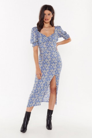 NastyGal I Like It Puff Floral Maxi Dress