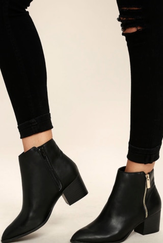 Lulus Illusion Black Pointed Ankle Booties