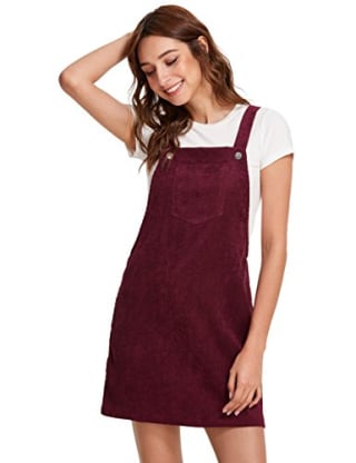 Romwe A-Line Corduroy Overall Dress