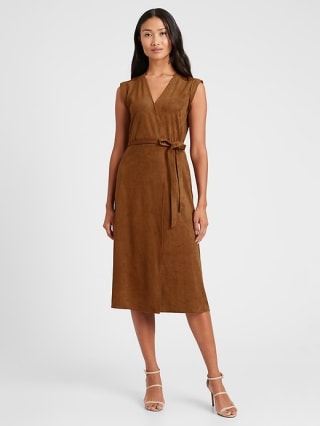 Banana Republic Vegan Suede Wrap Dress