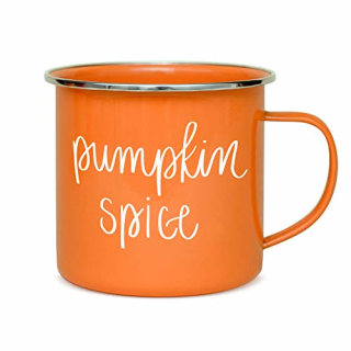 Sweet Water Decor Pumpkin Coffee Mugs | 18oz Galvanized Steel Campfire Style Coffee Cup | Autumn Mug Great for Halloween, Pumpkin Spice Latte & Thanksgiving (Pumpkin Spice)