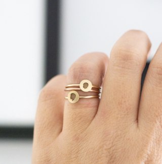 14K Engraved Silhouette Dot Ring