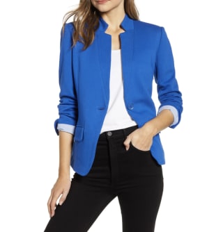 Gibson Notch Collar Cotton Blend Blazer