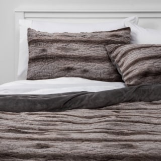 Threshold Textured Faux Fur Comforter &amp; Sham Set