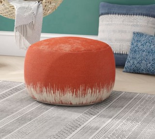 Mika 20" Round Abstract Pouf Ottoman