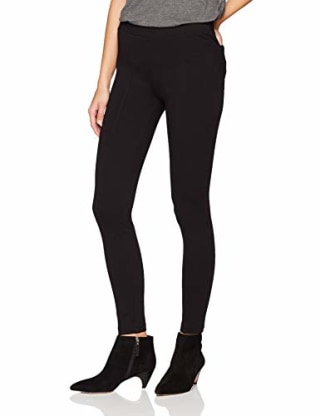 Amazon Brand - Daily Ritual Women's Seamed Front, 2-Pocket Ponte Knit Legging, Black, Medium Regular