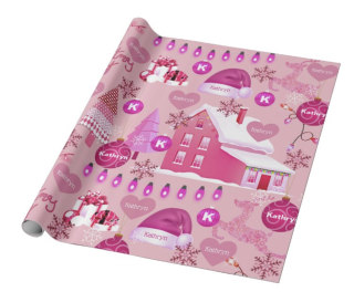Personalized Pink Christmas Wrapping Paper