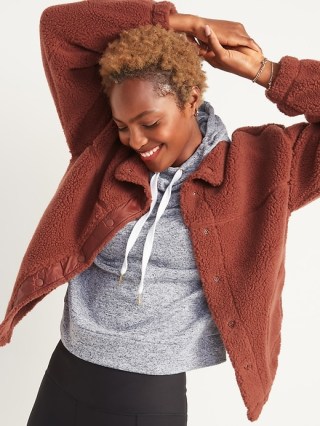 Cozy Sherpa Snap-Front Flurry Crop Jacket