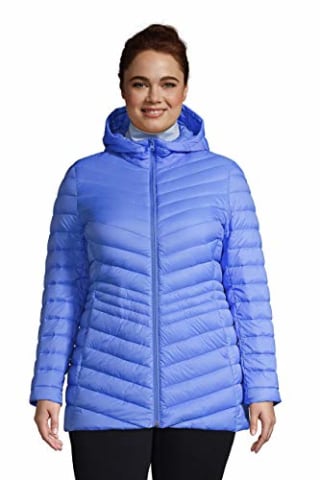Lands' End WMS Ultralight Packable Down Jacket Chicory Blue Petite X-Small