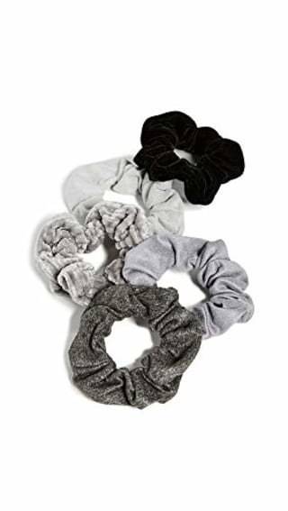 Kitsch Black and Grey Velvet Scrunchies