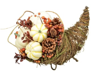 Pumpkin Cornucopia Mixed Floral Arrangement