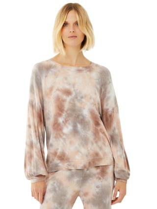 Scoop Women's Tie Dye Tunic Top with Balloon Sleeves