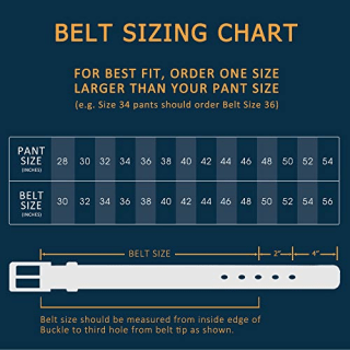 Buffway Mens Belt Heavy Duty Italian Leather Causal Dress Belts for Men with Classic Buckle - Width 1.5" - 54" Coffee