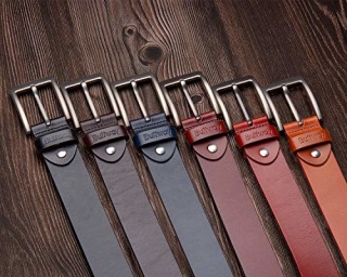 Buffway Mens Belt Heavy Duty Italian Leather Causal Dress Belts for Men with Classic Buckle - Width 1.5" - 54" Coffee