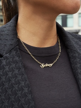 Custom 14K Gold Vermeil Nameplate Necklace