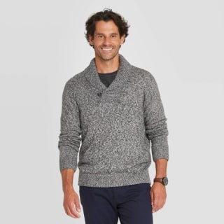 Men's Regular Fit Pullover Shawl Sweater