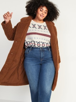 Oversized Cozy Sherpa Plus-Size Overcoat