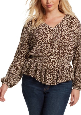 Jessica Simpson Plus Size Button Front Peplum Blouse