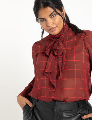 Tie Neck Chiffon Blouse