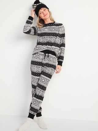 Patterned Micro Performance Fleece Pajama Set for Women