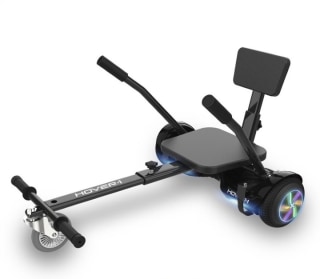 Hover-1 All-Star Hoverboard &amp; Go-Kart Attachment Combo, Black with LED Multi-Color Wheel Board Lights, 6.5" Board Tires, Hand-Operated Real-Wheel Drive, Adjustable Seat and Frame, up to 220lbs., 7 mph
