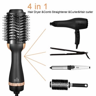 Hair Dryer Brush, Hot Air Brush with Negative Ion, One Styling Step Hair Dryer and Volumizer , 4 in 1 Multifunctional Blow Dryer Brush for Fast Drying,Straightening,Curling