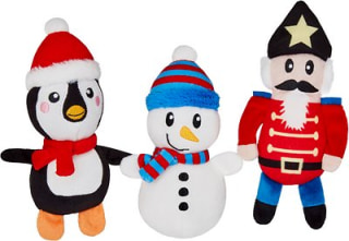 Frisco Holiday Festive Pals Plush Squeaky Dog Toy, 3-count