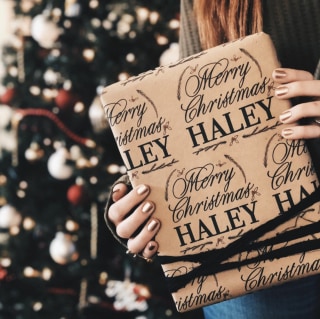 FreshVibeDesign Custom Name Christmas Wrapping Paper