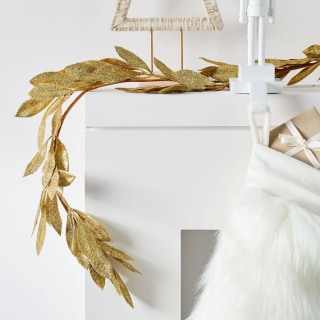 Kraft And Glitter Leaf Garland, Gold