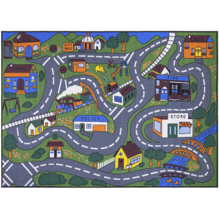 Ottomanson Jenny Grey Base Educational City Life Road Traffic Non-Slip Area Rugs