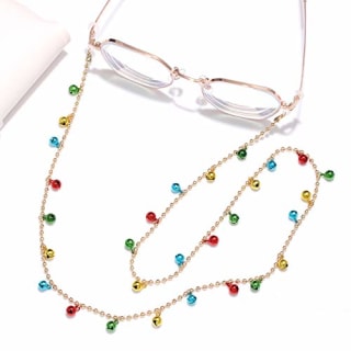 PHALIN Christmas Mask Lanyard Beaded Glasses Chain Necklace Face Cover Holder Mask Leash for Women Men Girls (3PCS Jingle Bell)