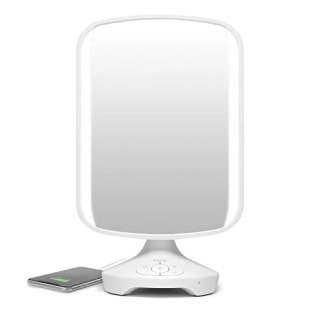 iHome 7" x 9" Reflect ll iCVBT3 Adjustable Vanity Mirror, Makeup Mirror with Bluetooth Audio, Hands-Free Speakerphone, LED Lighting, Siri &amp; Google Support USB Charging, Flat Panel LED Lighting (White)
