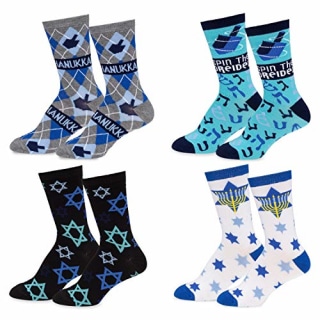 Men's Fun Novelty Holiday Hanukkah Crew Socks